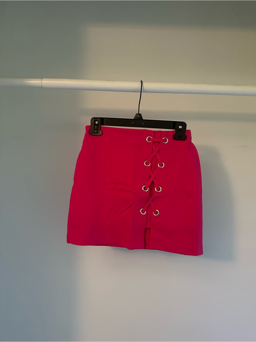 Shinestar Hot Pink Lace-Up Mini Skirt